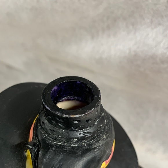 Vintage Black Cat  Ceramic Candle Holder  Figurine with Orange/Yellow Accents - Picture 11 of 16